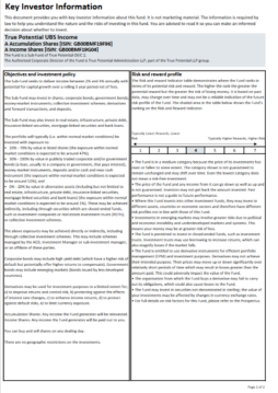 True Potential UBS Income Key Investor Information